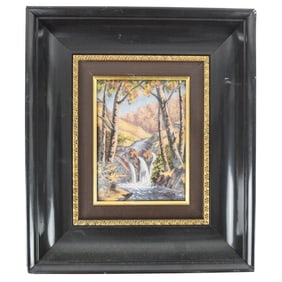 Framed Limoges Enamel on Copper Plaque