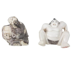 Grouping of Japanese Carved Figurines