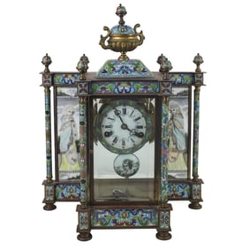 Antique Chinese Cloisonné Mantle Clock