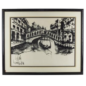 20th C. European School Charcoal Drawing
