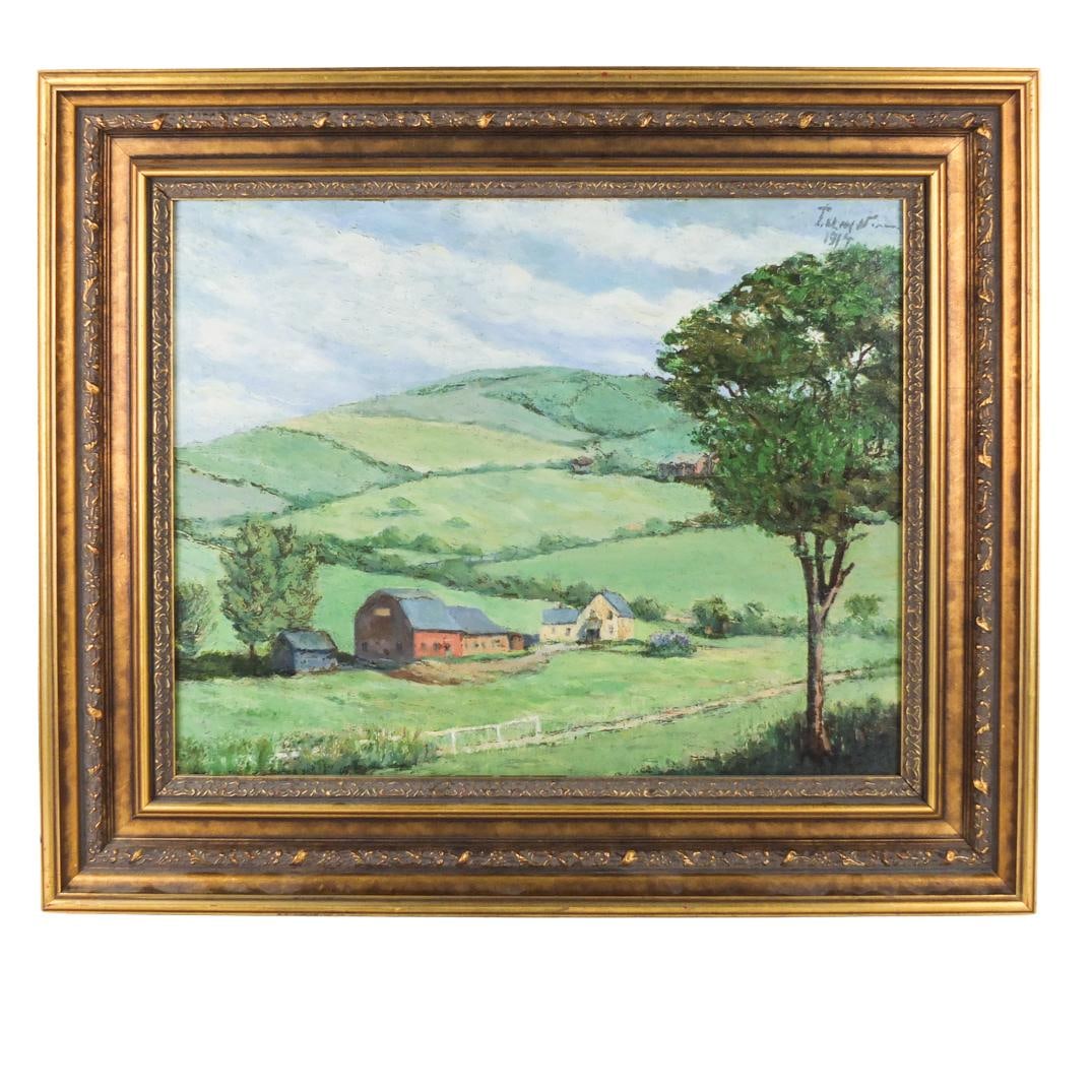 Antique American School Oil on Board (1 of 4)