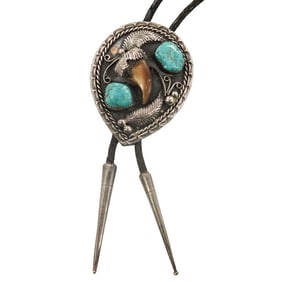 Native American Sterling Bolo Tie by Tom Willeto