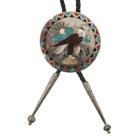 Vintage Native American Zuni Sterling Bolo Tie