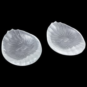 Pair of Lalique Crystal Ashtrays