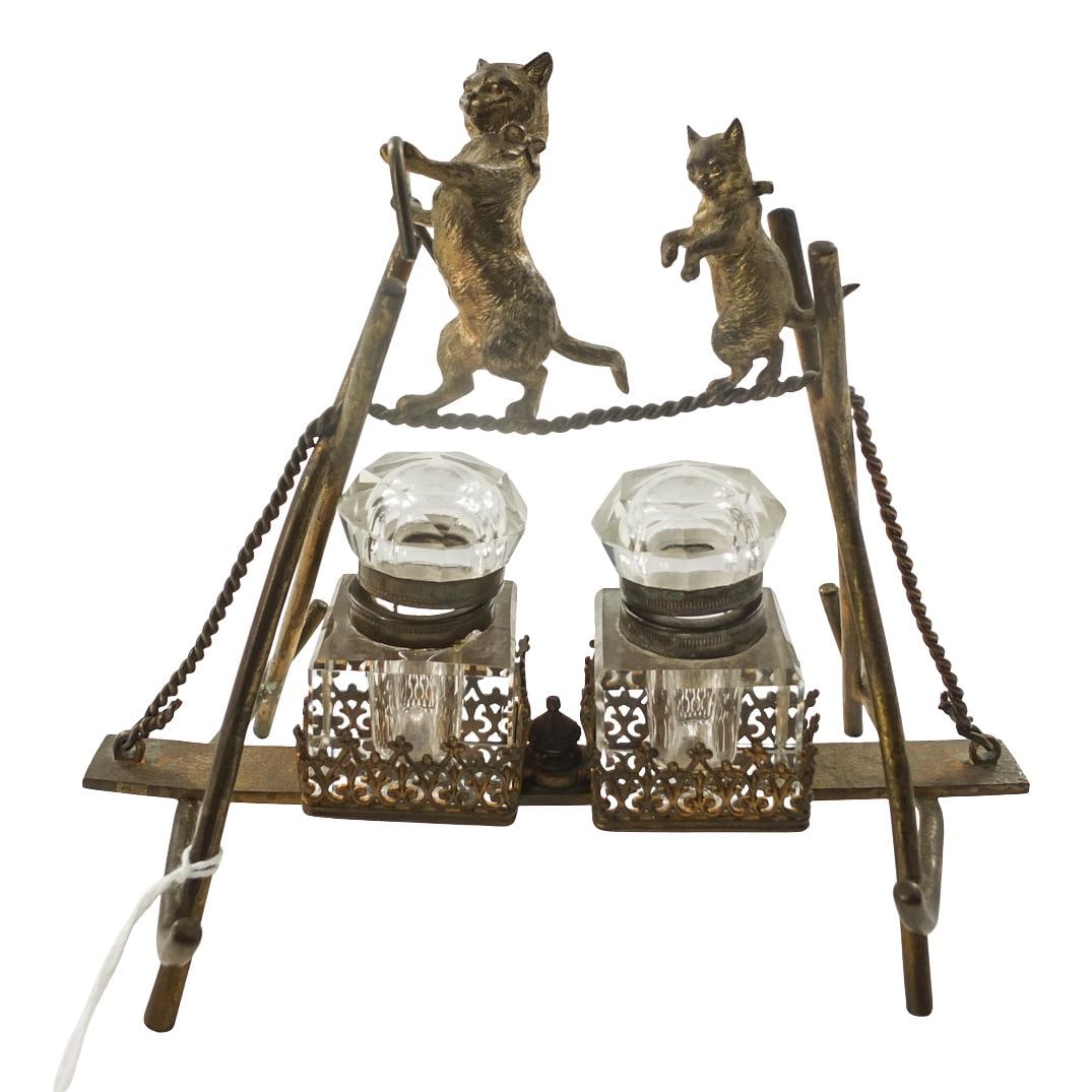 Antique European School Bronze Ink Stand (1 of 3)