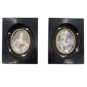 Pair of Antique Framed Miniature Portraits
