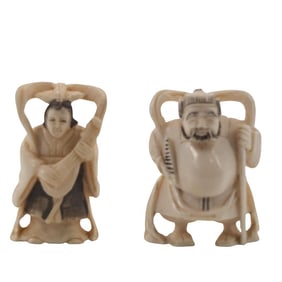 Grouping of Antique Japanese Netsuke Figurines