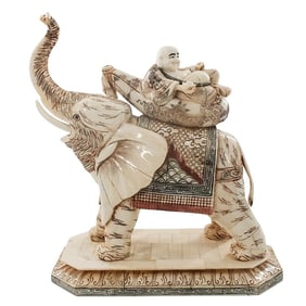 Large Japanese Tessellated Bone Statue