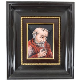 Framed Limoges Enamel on Copper Plaque