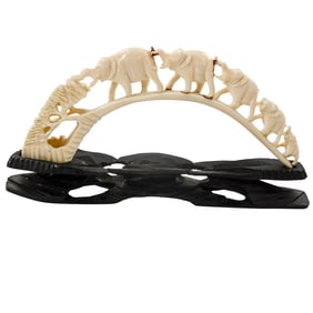 Antique African Carved Elephant Bridge