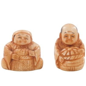 Grouping of Antique Japanese Netsuke Figurines