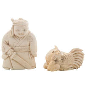 Grouping of Antique Japanese Netsuke Figurines