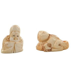 Grouping of Antique Japanese Netsuke Figurines