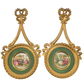 Pair of Framed Limoges Porcelain Plates
