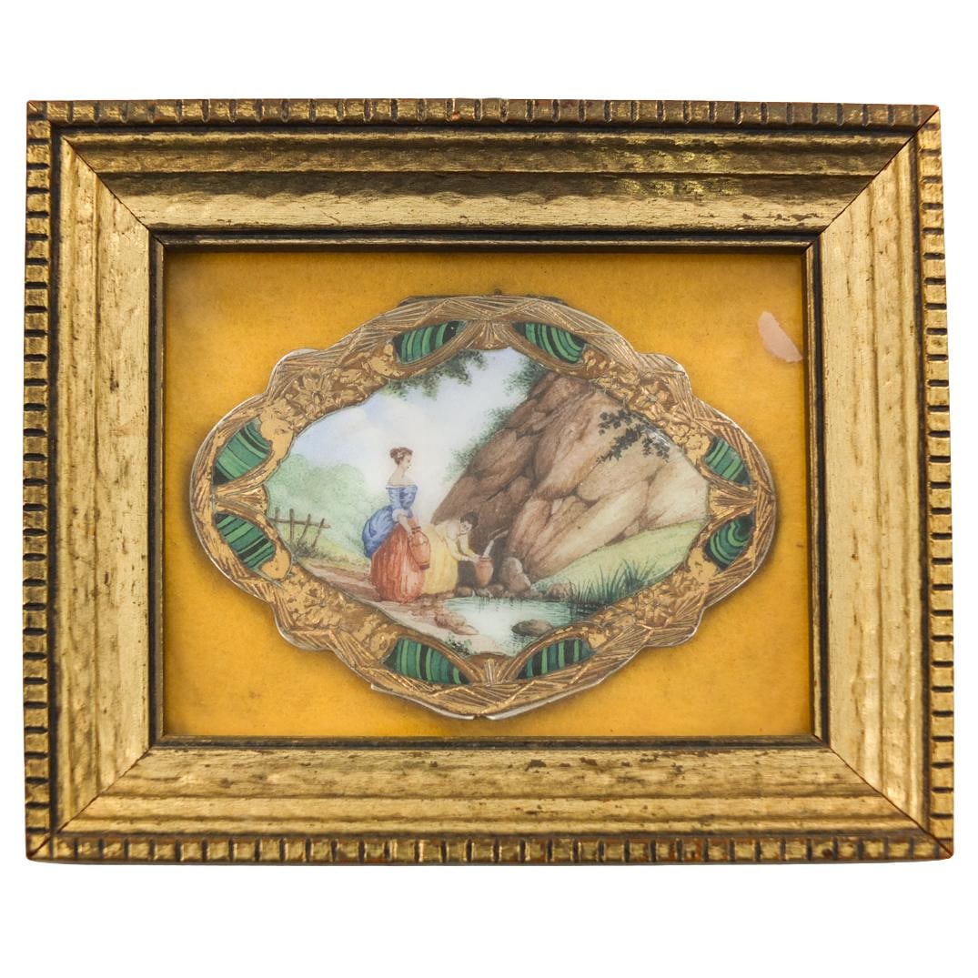 Antique Framed French Silver Compact (1 of 2)