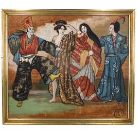 Japanese School Oil on Silk