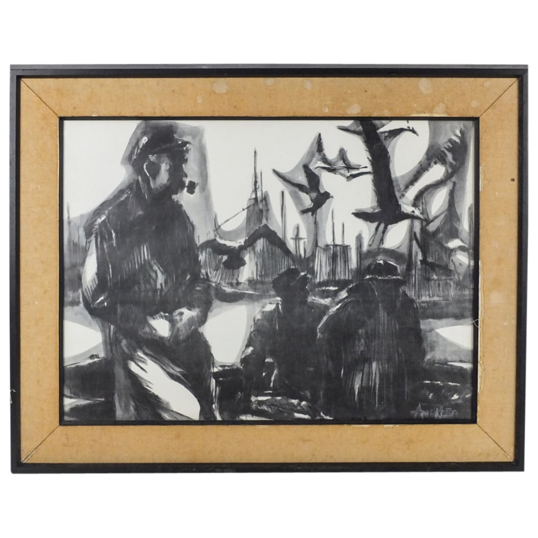 Jack Louis Amoroso (Born 1930): Jack Louis Amoroso, American (Born 1930) Print "Sailor" Signed Lower Right. Sight measures 14" x 19". Frame measures 19-1/4" x 24-3/8". Condition: Good condition. Estimate 50 - 150 Domestic shipping T