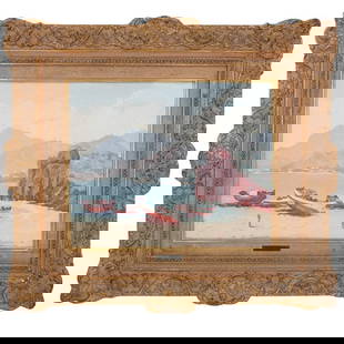 Eduardo Gonzalez (20th Century): Eduardo Gonzalez (20th Century) Oil on Board "Playa El Tirano" Signed Lower Right. Tag affixed to the frame. Inscribed en verso. Sight measures 15-1/2" x 19-1/4". Frame measures 26-1/4" x 30".