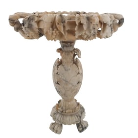 Mid Century Italian Carved Alabaster Bird Bath