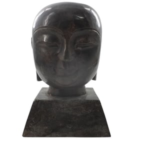 Heavy Asian Stoneware Buddha Head
