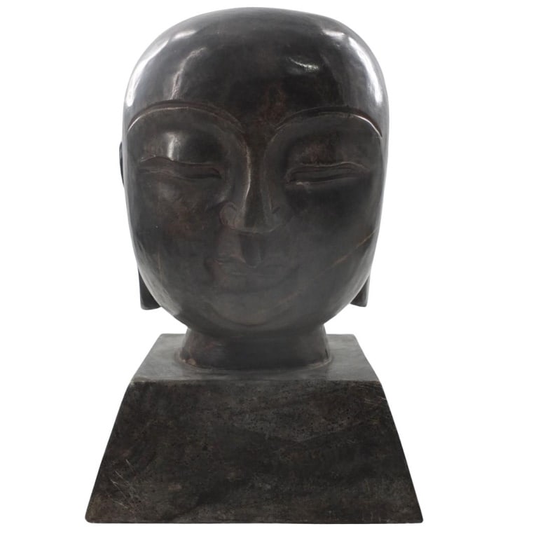 Heavy Asian Stoneware Buddha Head (1 of 5)