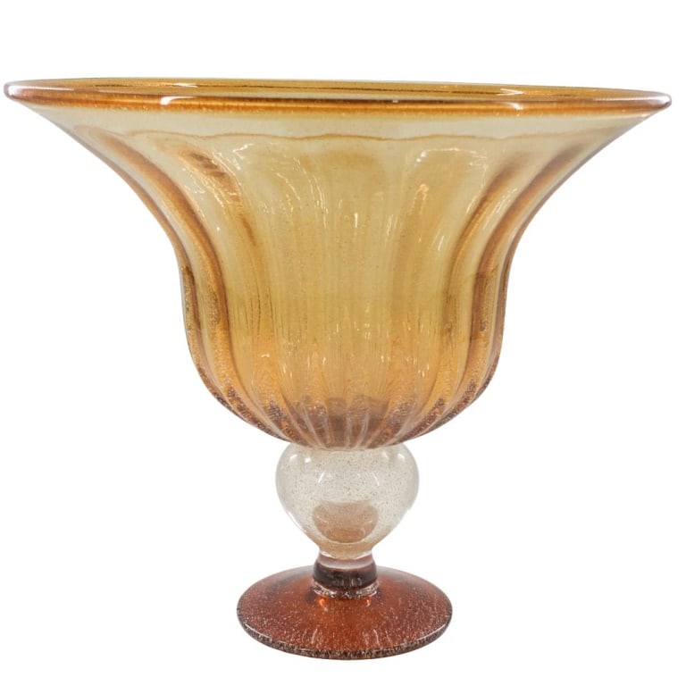 Large Murano Glass Footed Centerpiece Vase (1 of 4)