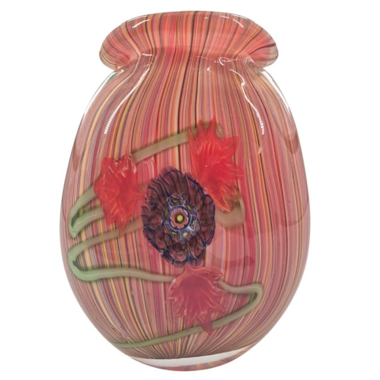 Vintage Murano Glass Vase: Vintage Murano Encased Glass Vase. Measures 10-1/4" x 7-1/2". Condition: Good condition. Estimate 100 - 300 Domestic shipping Third party