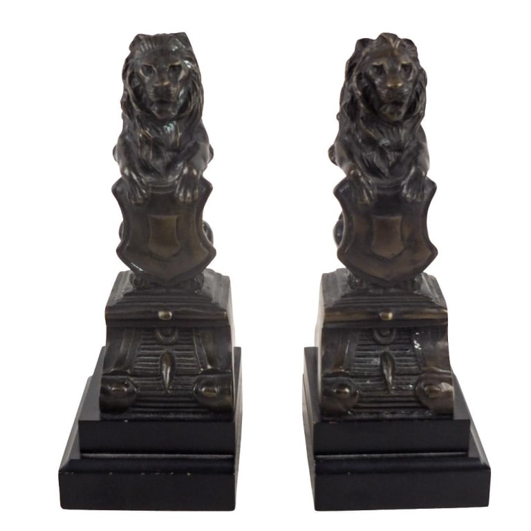 Pair of Antique French Bronze Bookends: Pair of Antique French Bronze Bookends. Overall measures 9" x 3-3/8" x 4-1/8". Condition: Good Condition Estimate 100 - 300 Domestic shipping Third Party