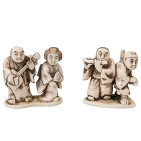 Grouping of Antique Japanese Netsuke Figurines