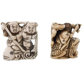 Grouping of Antique Japanese Netsuke Figurines