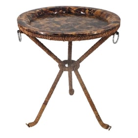 Mid Century Faux Tortoise Shell Side Table