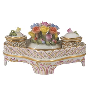 Vintage Herend Porcelain Inkstand