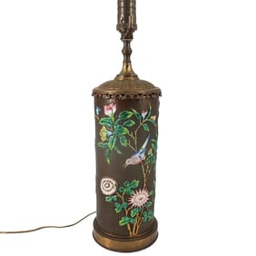 Early 20th C. Chinese Enamel Over Copper Lamp
