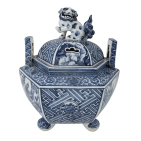 Asian Blue and White Incense Burner