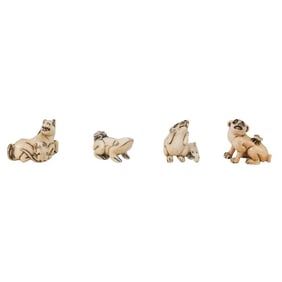 Grouping of Antique Japanese Netsuke Figurines