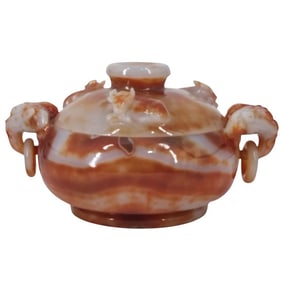 Chinese Carved Agate Covered Bowl