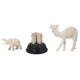 Grouping of Antique Asian Carved Figurines