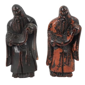 Pair of Chinese Carved Figurines