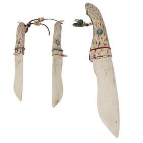Grouping of Alligator Jaw Bone Knives