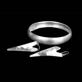Pair of Sterling Earrings w/ Bracelet