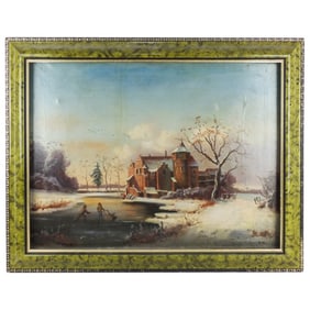 19th C. Continental School Oil on Canvas