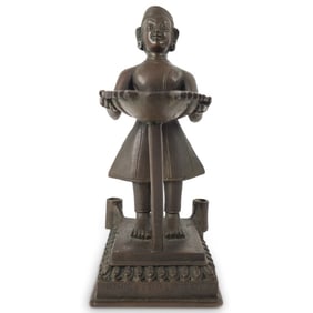 Antique Indian Bronze Candle Holder