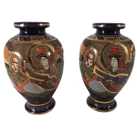 Pair of Japanese Satsuma Porcelain Vases