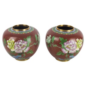 Pair of Chinese Cloisonné Enamel Vases