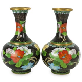 Pair of Chinese Cloisonné Enamel Vases