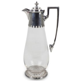 J. WB English Sheffield Silver and Glass Pitcher