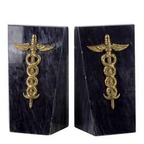 Pair of Empire Style Marble Bookends