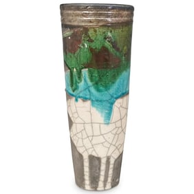 Circa 1960s Raku Style Ceramic Vase