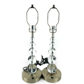 Pair of Modern Stacked Glass Ball Lamps