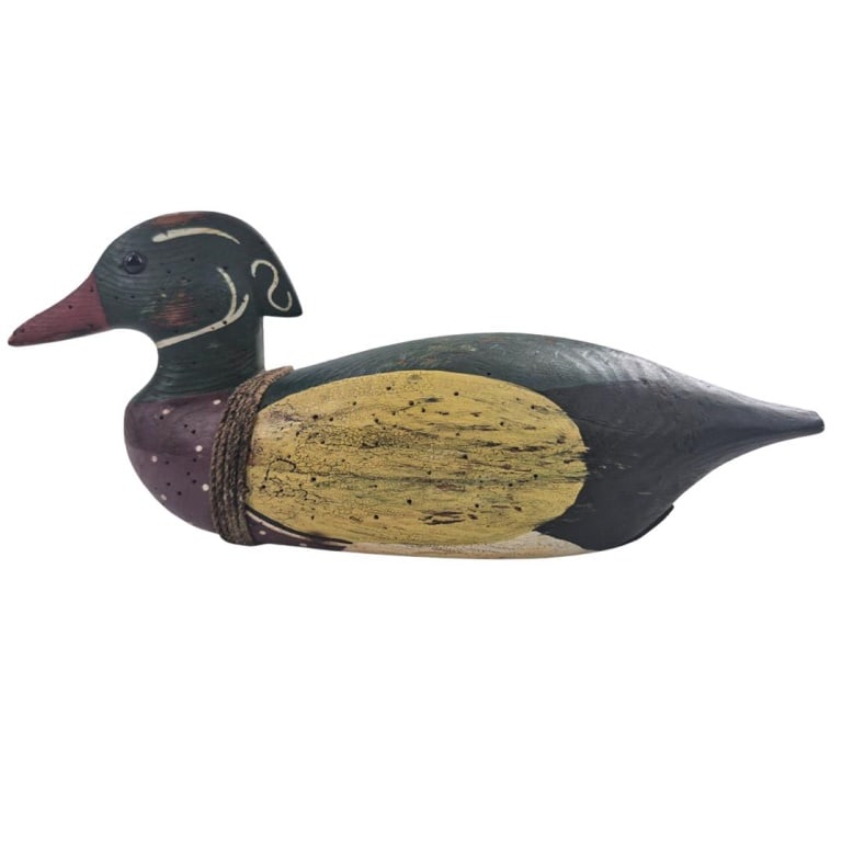 Signed Vintage Hand Carved Duck Decoy (1 of 4)